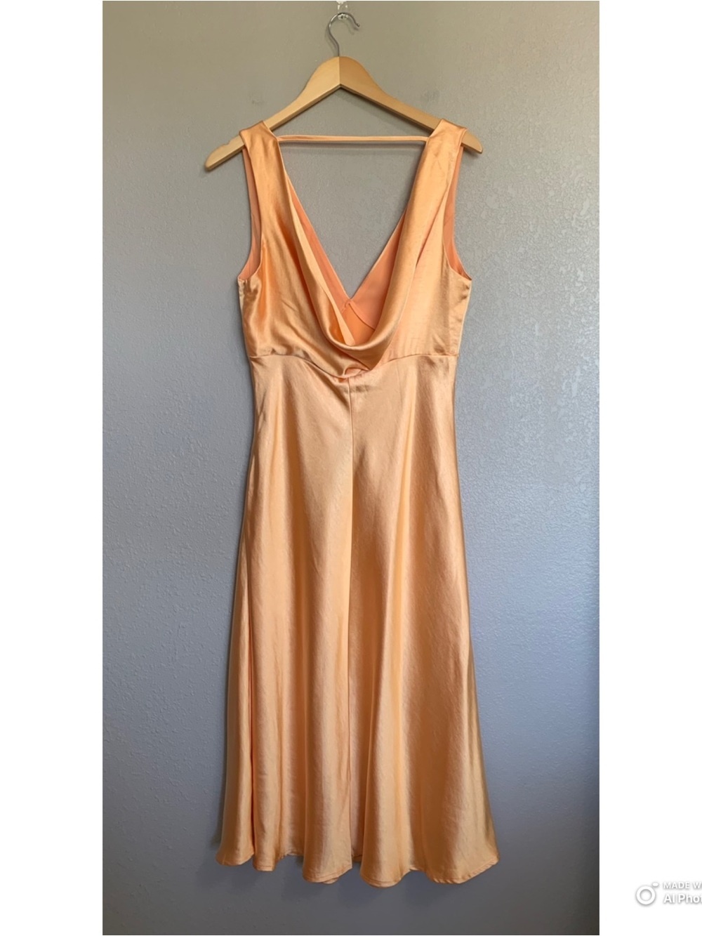 Lulus Large Incredible Love Light Orange Satin Cowl Back Midi Slip Dress NWT - Picture 6 of 16